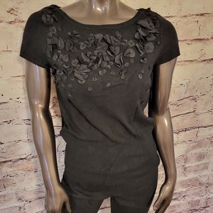 Black floral White House Black Market Shirt